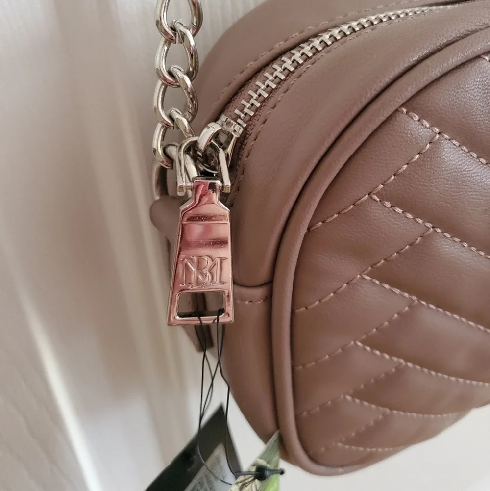 Badgley Mischka Camera bag with slip pocket in Taupe Vegan Leather